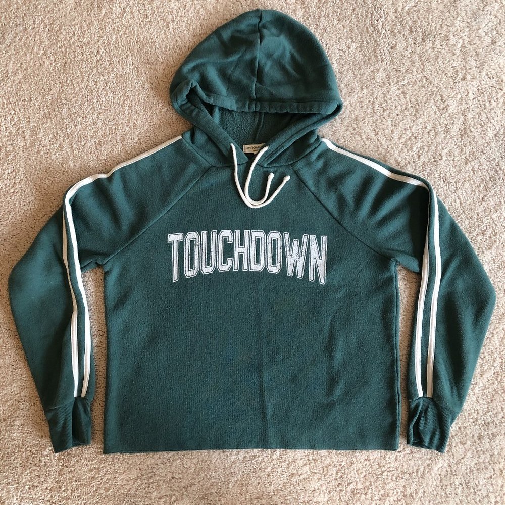 Grayson/Threads Soft Cropped Hoodie Green Long Sleeve Sweatshirt Top